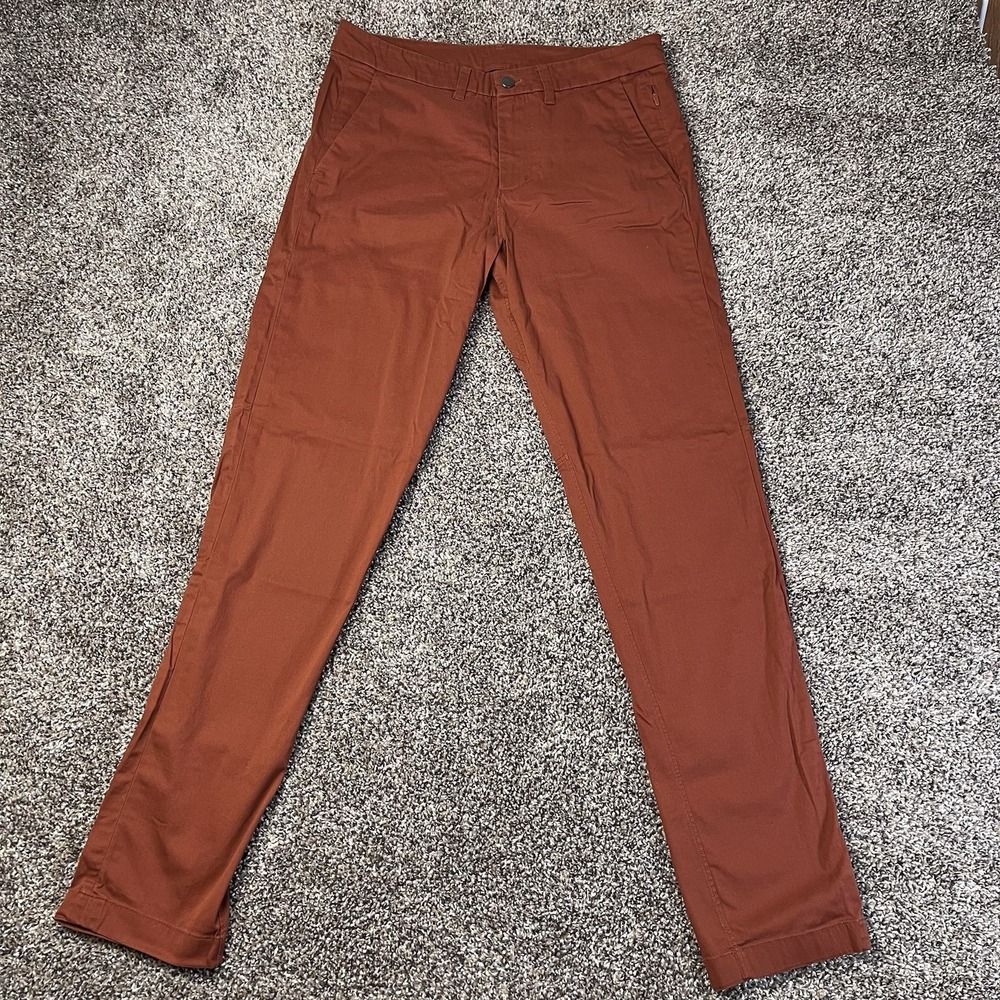 Lululemon ABC Commission Pants Mens Size 30 Burnt Orange Chino Slim Warpstreme